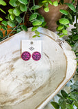 Cherokee Flower Leather Circle Post Earrings