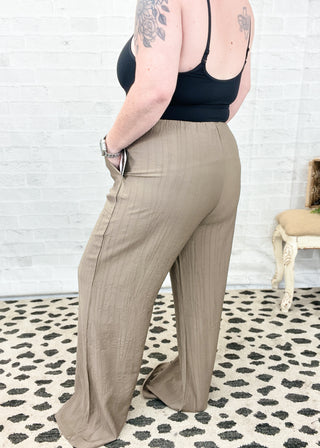 Coco Tie Waist Linen Blend Wide Leg Pants