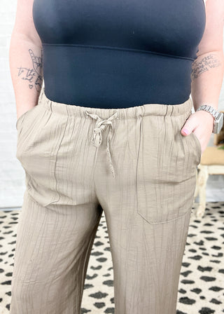 Coco Tie Waist Linen Blend Wide Leg Pants