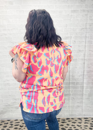 Color Pop Ruffle Sleeve Top