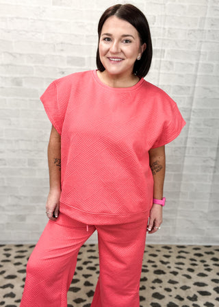Coral Love You Forever Textured 2 Piece Set