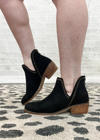 Corkys Bluffin Bootie - Black Faux Suede