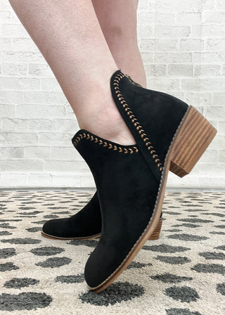 Corkys Bluffin Bootie - Black Faux Suede