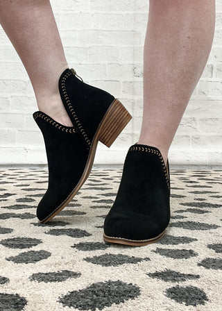 Corkys Bluffin Bootie - Black Faux Suede