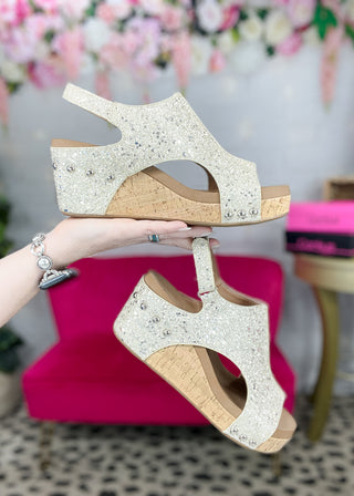 Corkys Carley Wedge - Beige Glitter - ALL SALES FINAL -