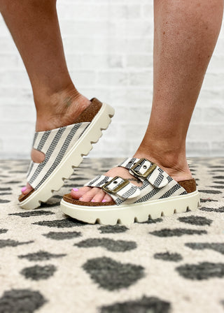 Corkys Rumor Has It Sandal - Black Natural Stripe