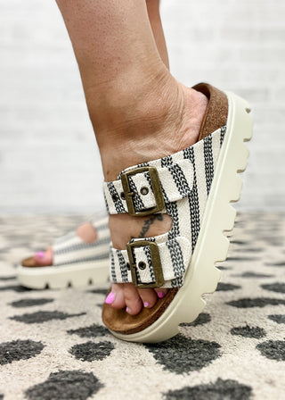 Corkys Rumor Has It Sandal - Black Natural Stripe