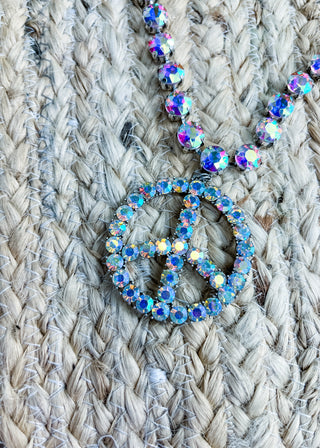 Crystal Peace Sign Necklace