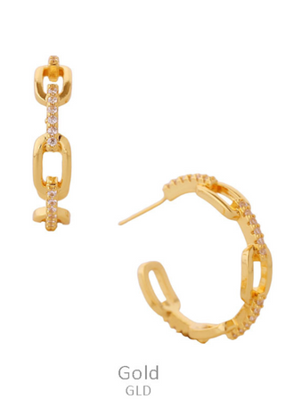 Cubic Zirconia Chain Open Hoop Earring