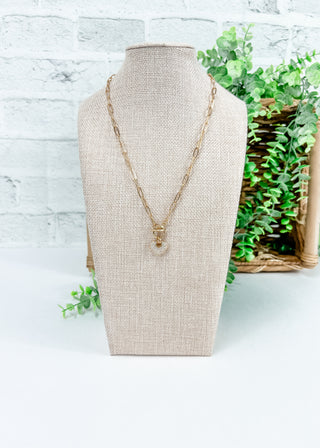 Cubic Zirconia Pavé Heart Toggle Necklace