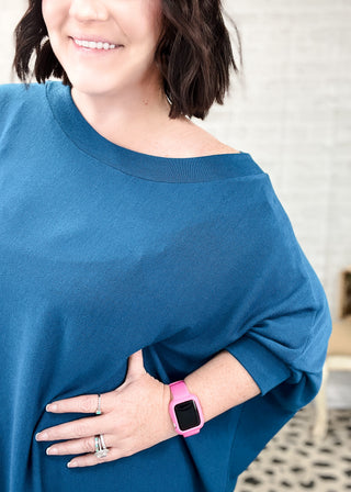 Dark Teal Lightweight Hacci Dolman Sleeve Top