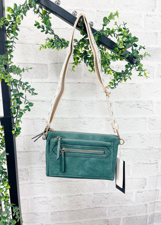 Denim Blue Triple Zipper Guitar Strap Crossbody