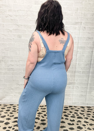 Denim Vintage Urban Ribbed Sleeveless Jumpsuit