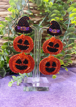 Double Pumpkin Seed Bead Earrings