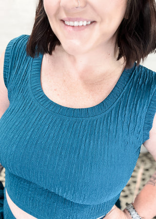 Eclipse Blue Crinkle Cardigan 3 Piece Set