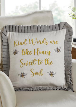 Embroidered Bee Honey Pillow
