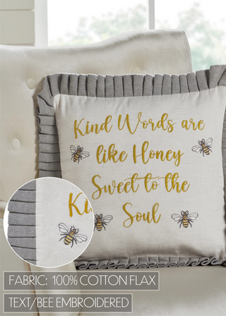 Embroidered Bee Honey Pillow