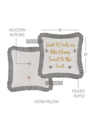 Embroidered Bee Honey Pillow