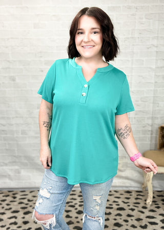 Emerald Boyfriend Baby Rib Henley Top