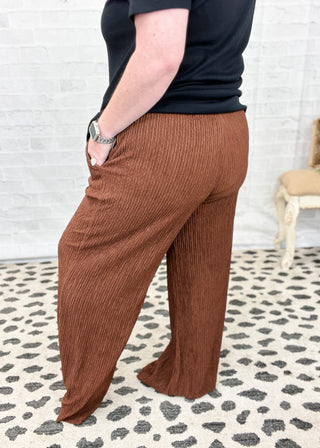Espresso Crinkle Wide Leg Pants