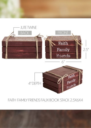 Faith Family Friends Faux Book Stack