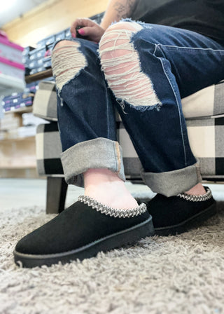 Faux Suede Cozy Clogs - Black