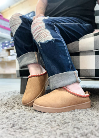 Faux Suede Cozy Clogs - Tan