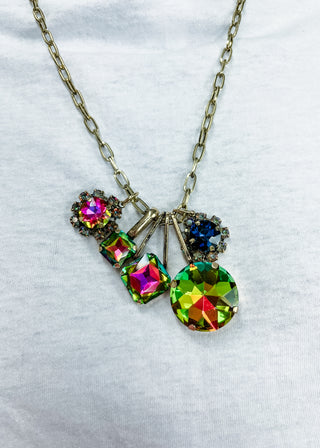 Five Stone Charm Link Necklace