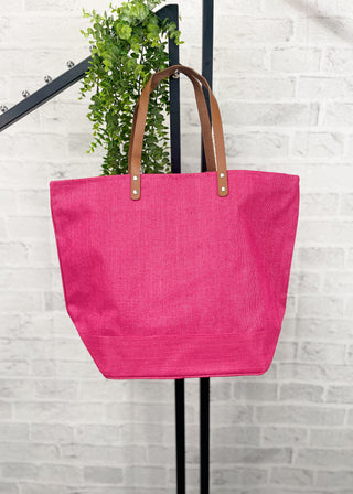 Fuchsia Jute Tote Bag