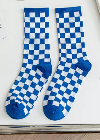 Game Day Checkered Socks - Blue