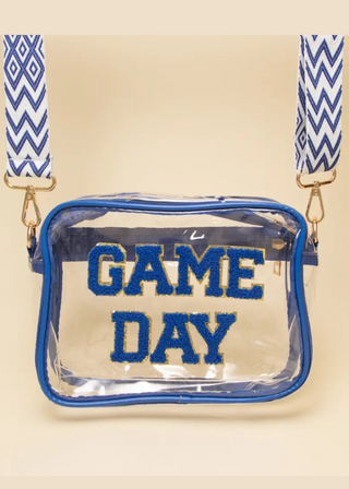 Game Day Chenille Clear Crossbody Bag - Blue