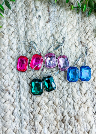 Gemstone Glam Octagon Hoop Earrings