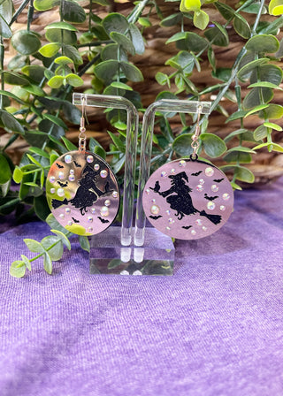 Glitter/Metal Halloween Witch Earrings