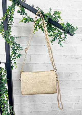 Gold Compact Multi Pocket Crossbody Bag