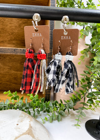 Hale Buffalo Plaid Tassel Earrings