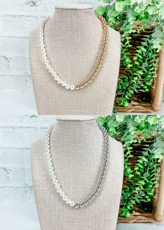 Half Pearl Half Metal Bead Necklace