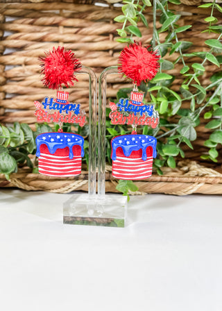 Happy Birthday America Earrings - ALL SALES FINAL -