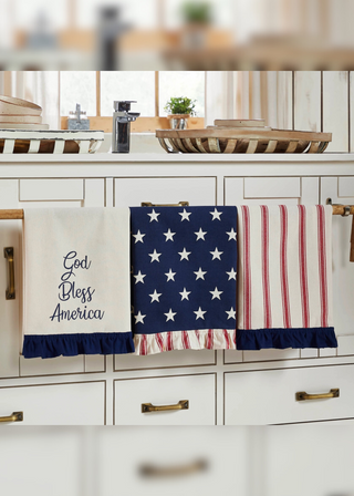 Hatteras Stars Ruffled Tea Towel Set of 3