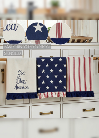Hatteras Stars Ruffled Tea Towel Set of 3