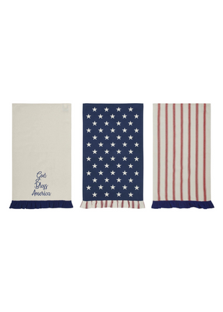 Hatteras Stars Ruffled Tea Towel Set of 3