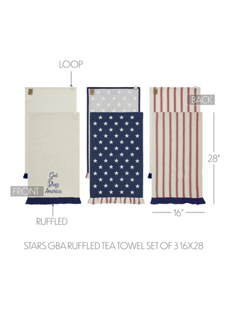 Hatteras Stars Ruffled Tea Towel Set of 3