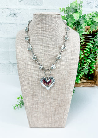 Heart Pendant Heart Crystal Link Necklace