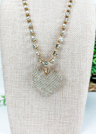 Heart Pendant Rhinestone Necklace