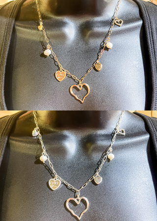 Heart Pearl Bead Charm Necklace