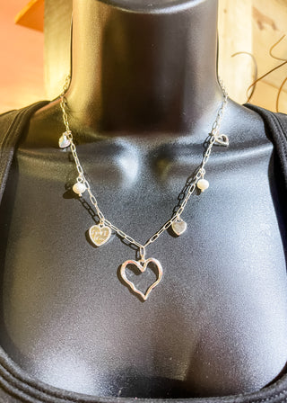 Heart Pearl Bead Charm Necklace