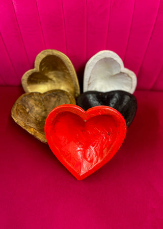 Heart Wooden Dough Bowls