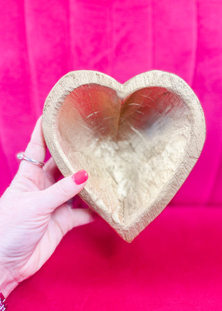 Heart Wooden Dough Bowls