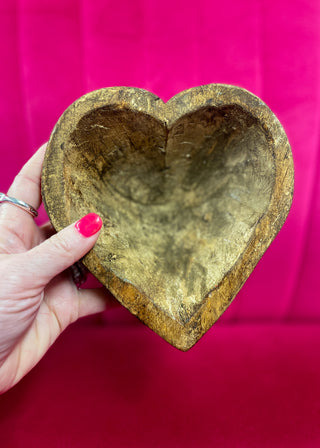 Heart Wooden Dough Bowls