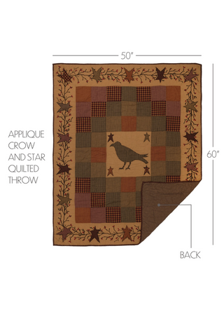 Heritage Farms Applique Crow and Star Quilted Throw