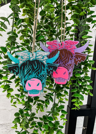 Highland Cow Car Freshie - Strawberry Leather